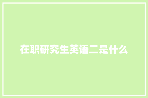 在职研究生英语二是什么