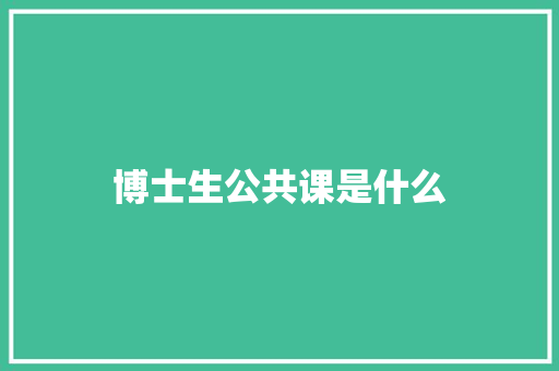 博士生公共课是什么