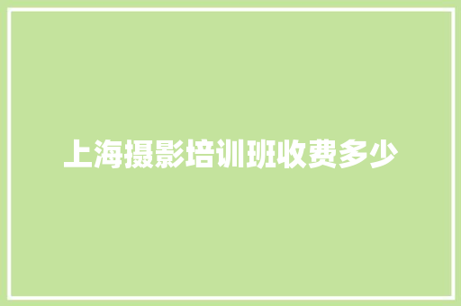 上海摄影培训班收费多少