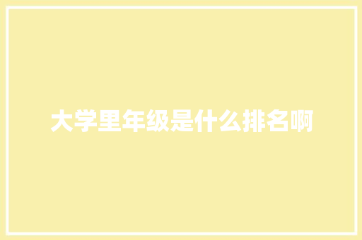 大学里年级是什么排名啊