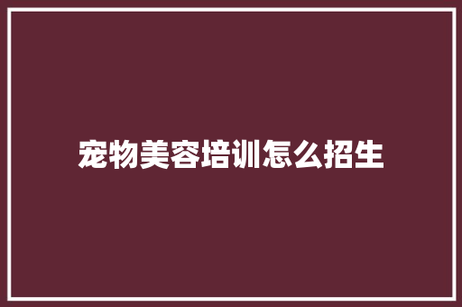 宠物美容培训怎么招生
