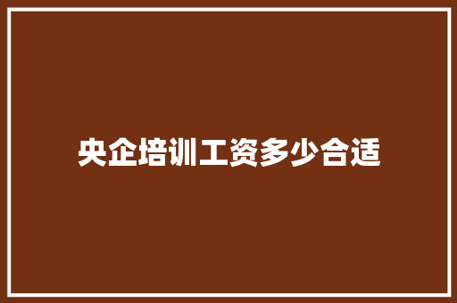 央企培训工资多少合适