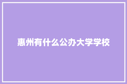 惠州有什么公办大学学校