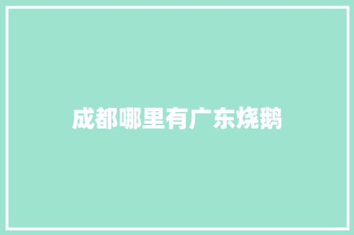 成都哪里有广东烧鹅