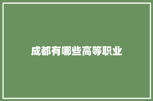 成都有哪些高等职业 科技报告范文