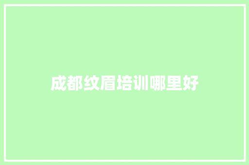 成都纹眉培训哪里好