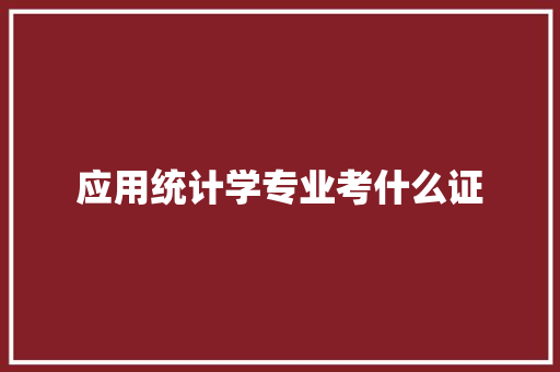 应用统计学专业考什么证