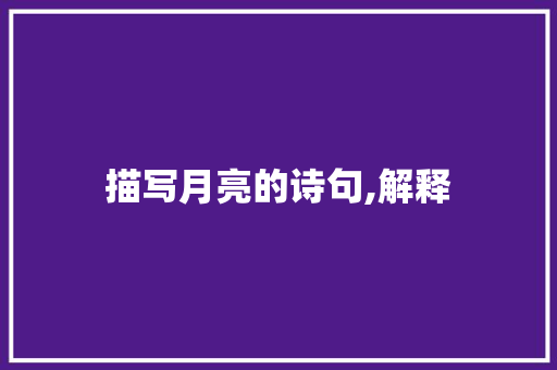 描写月亮的诗句,解释