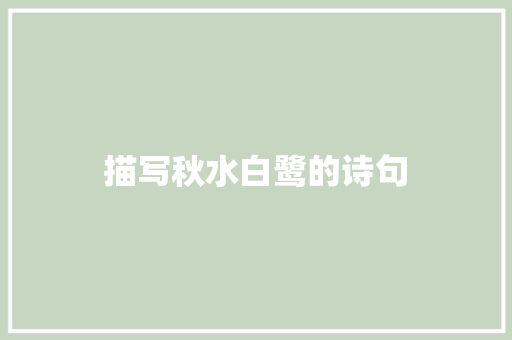 描写秋水白鹭的诗句