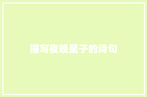 描写夜晚星子的诗句